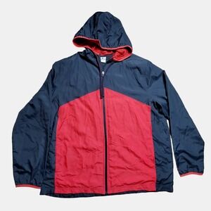 Starter Mens Red Black Colorblock Full Zip Hooded Track Jacket 2XL (50-52)‎